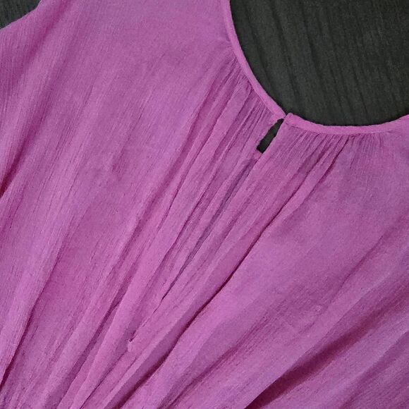 Rodebjer Adilah Ruched Long Balloon Sleeve Mini Dress in Moroccan Rose Pink - Picture 10 of 15